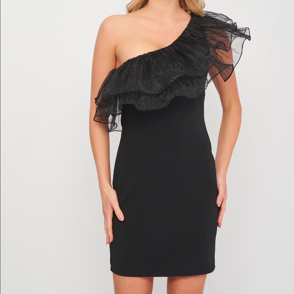 ZARA ORGANZA ASYMMETRICAL ONE‎ SHOULDER DRESS